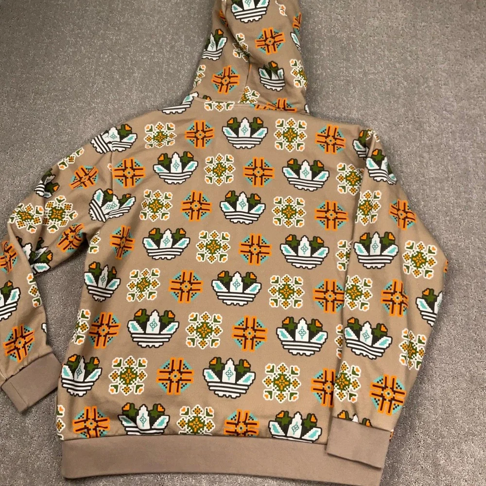 Adidas Originals Hoodie Mens XL Tan Multi Pixel Tribal Aztec Southwest Pullover